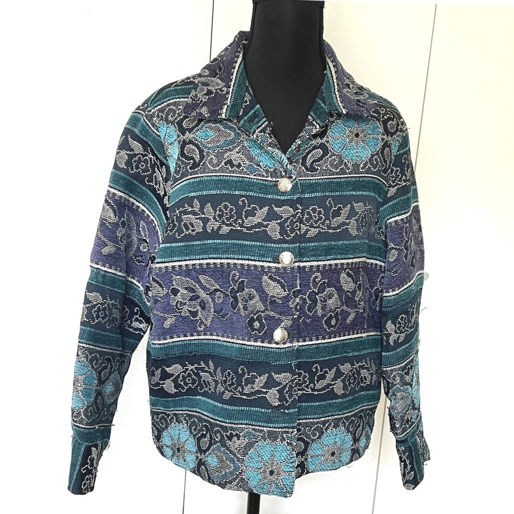 VTG White Stag Womens S Tapestry Blazer Jacket Floral 90s Cottage Grandmacore‎